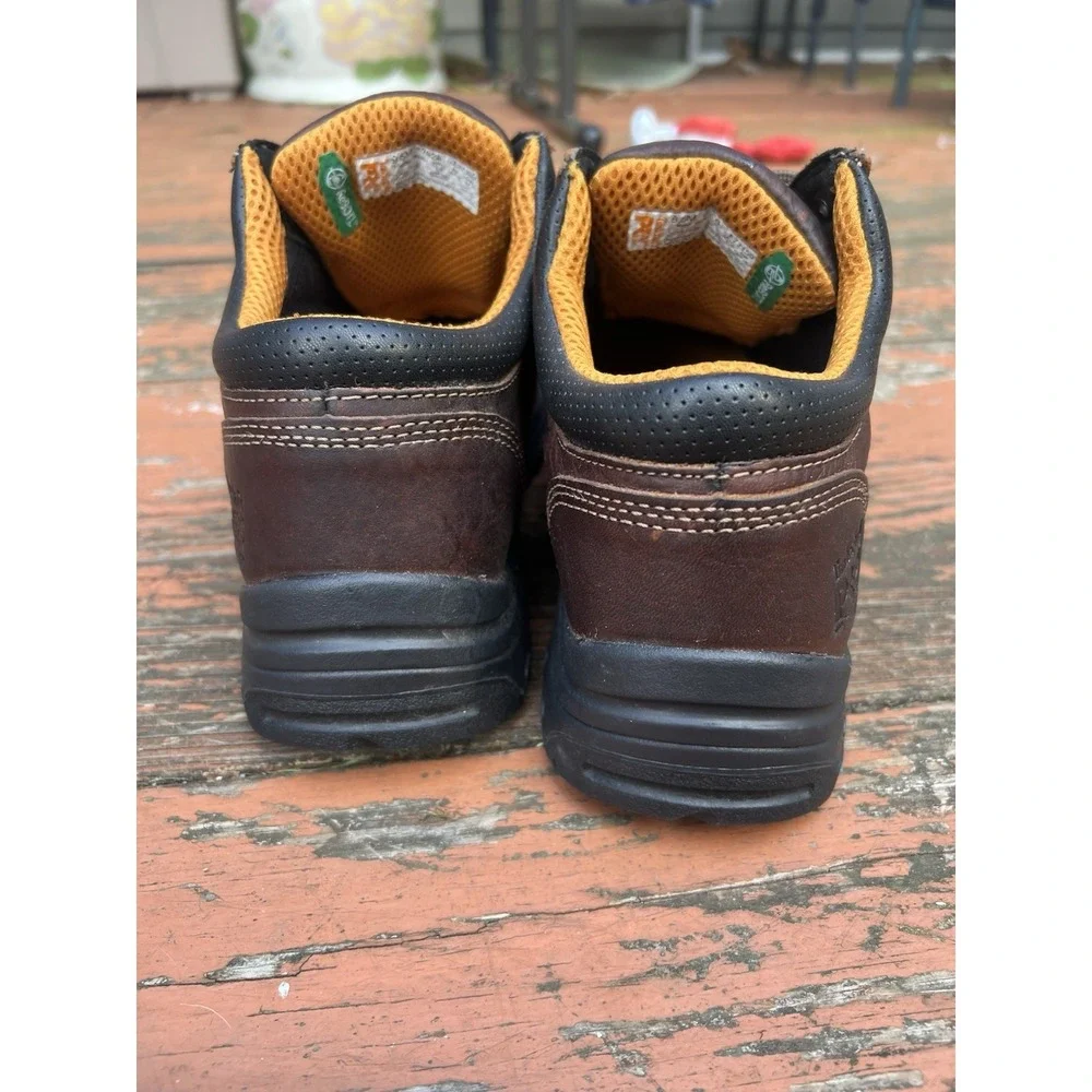 Timberland PRO TiTAN 47028 Mens 9.5M Brown Leather Alloy Toe Work Shoes EH